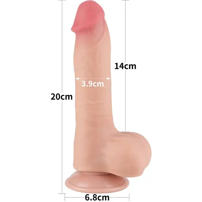 Телесный фаллоимитатор 8 Sliding Skin Dual Layer Dong на присоске - 20 см. Фотография 2.