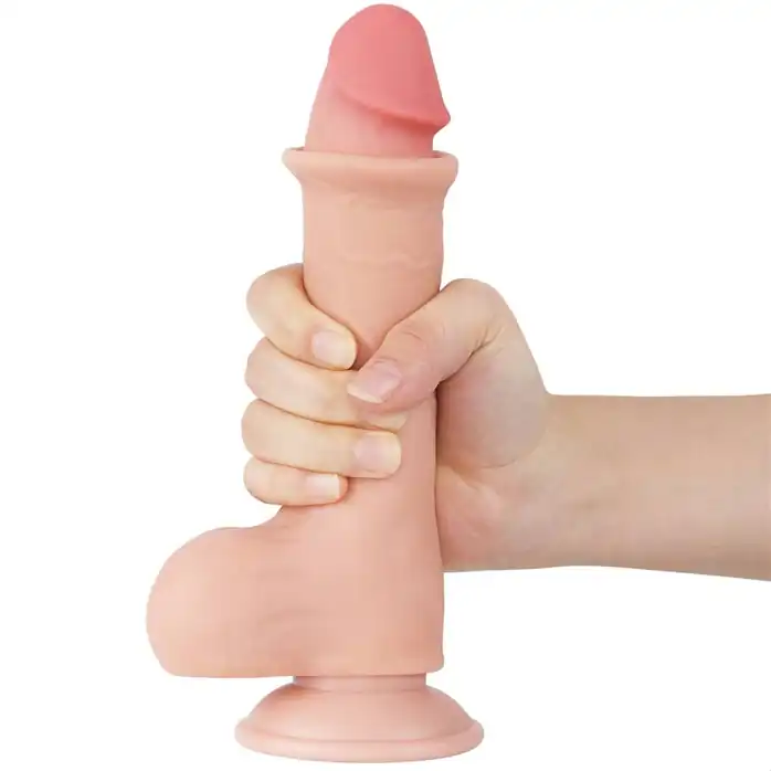 Телесный фаллоимитатор 8 Sliding Skin Dual Layer Dong на присоске - 20 см. Фотография 3.