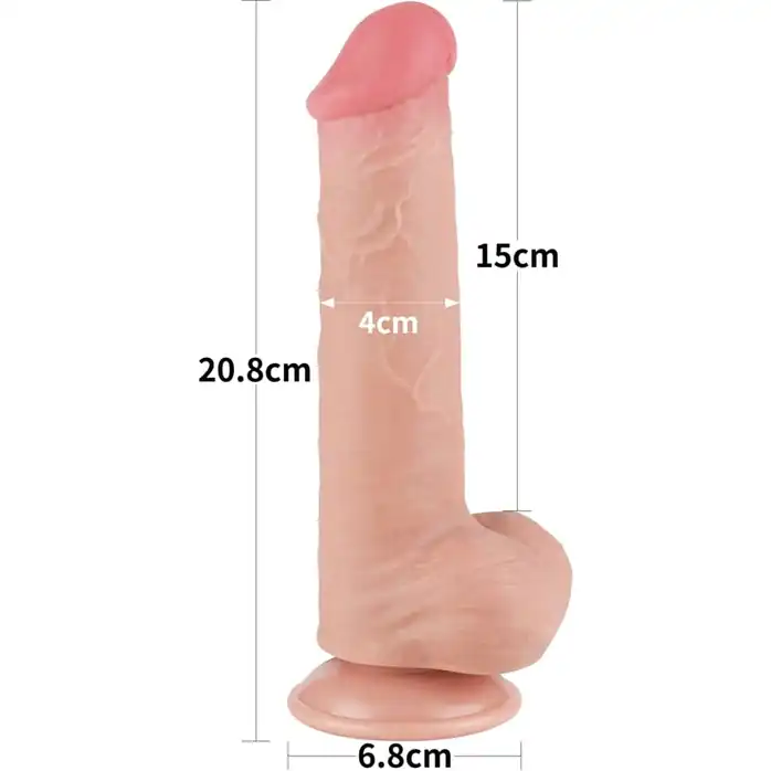 Телесный фаллоимитатор 8 Sliding Skin Dual Layer Dong - 20,8 см. Фотография 2.