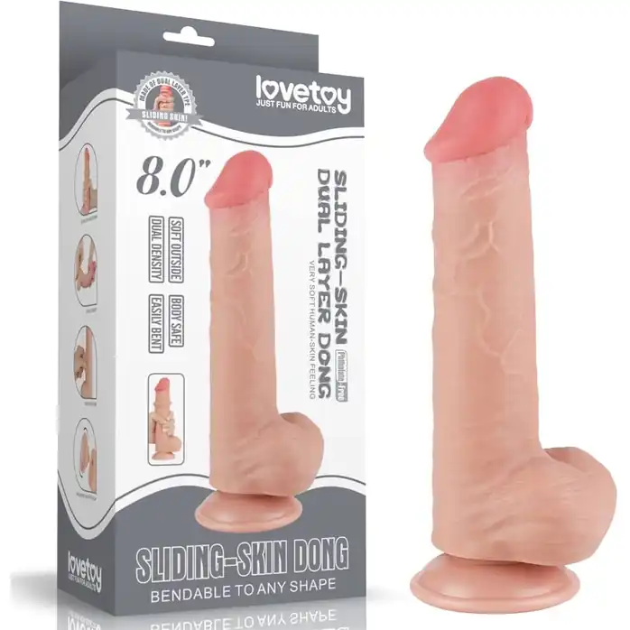 Телесный фаллоимитатор 8 Sliding Skin Dual Layer Dong - 20,8 см