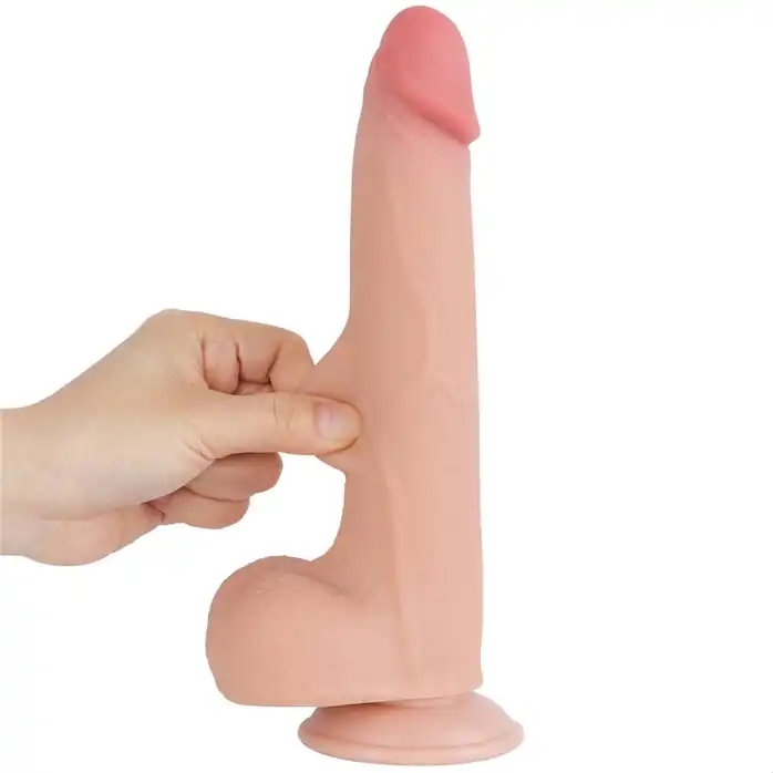Телесный фаллоимитатор 8.5 Sliding Skin Dual Layer Dong - 20 см. Фотография 5.