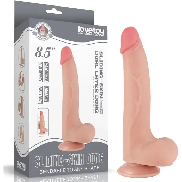 Телесный фаллоимитатор 8.5 Sliding Skin Dual Layer Dong - 20 см