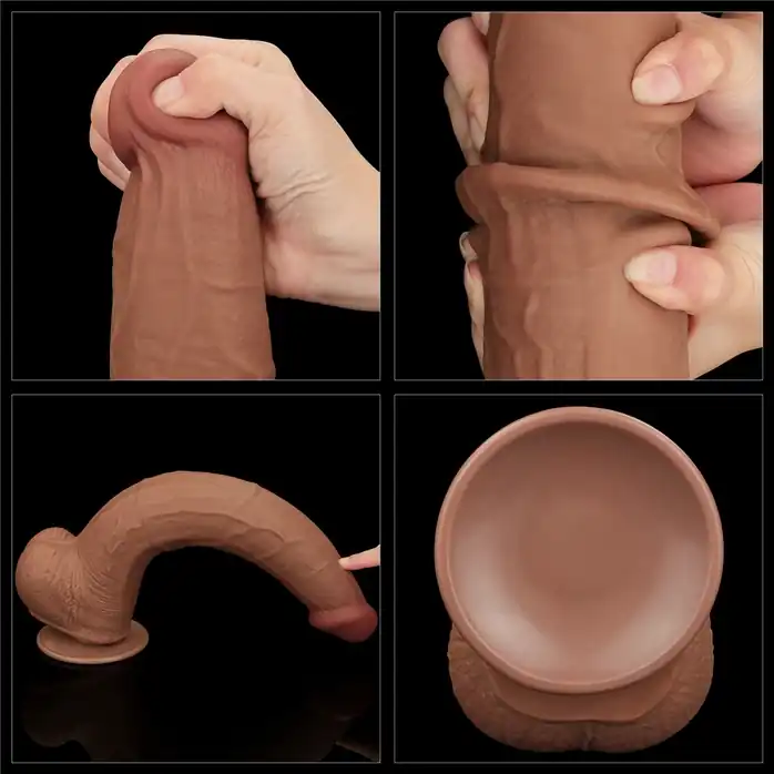 Коричневый фаллоимитатор 13.5 King Sized Sliding Skin Dual Layer Dong - 34 см. Фотография 5.