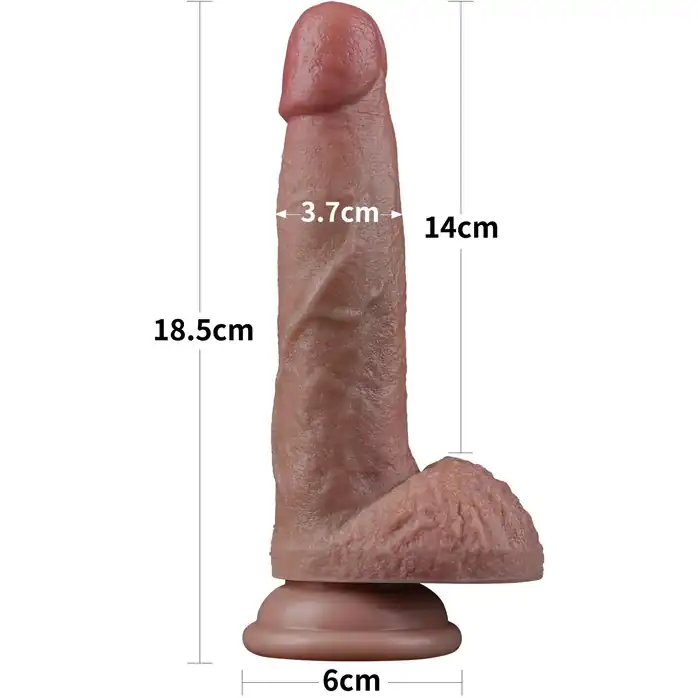 Коричневый фаллоимитатор 7 Dual Layered Silicone - 18,5 см. Фотография 3.