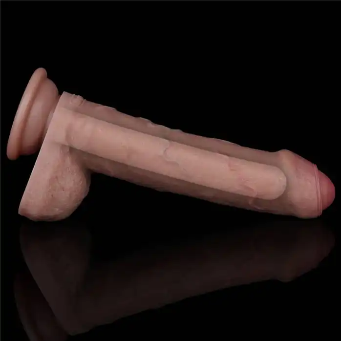 Коричневый фаллоимитатор 8 Dual Layered Silicone - 20,5 см. Фотография 3.