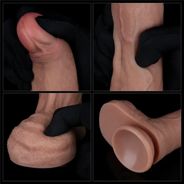 Коричневый фаллоимитатор 8.5 Dual Layered Silicone - 22 см. Фотография 4.