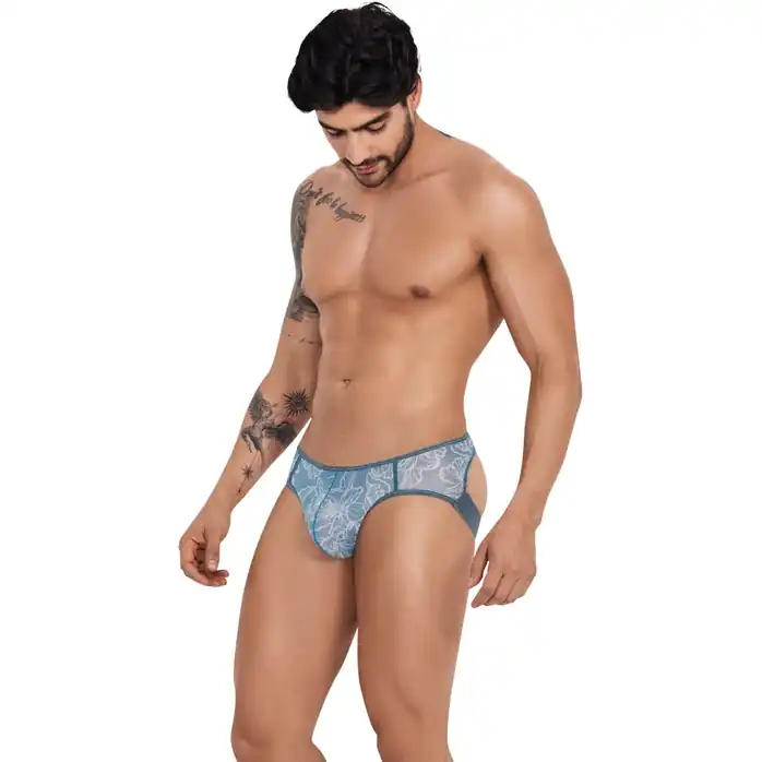 Серые трусы-джоки с цветочым принтом Avalon Jockstrap. Фотография 2.