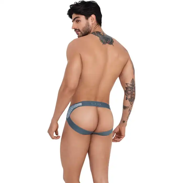 Серые трусы-джоки с цветочым принтом Avalon Jockstrap. Фотография 3.