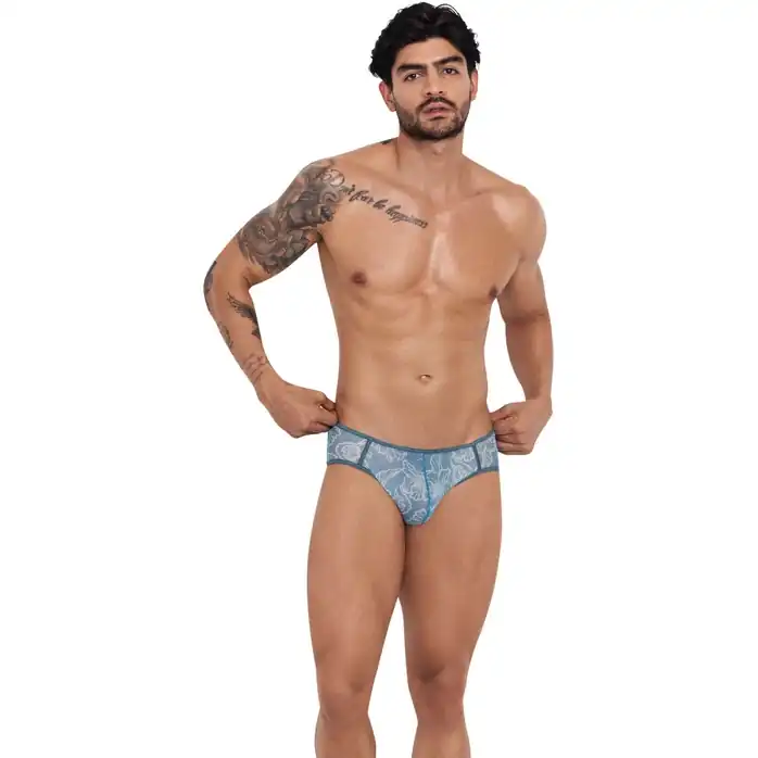 Серые трусы-джоки с цветочым принтом Avalon Jockstrap. Фотография 4.