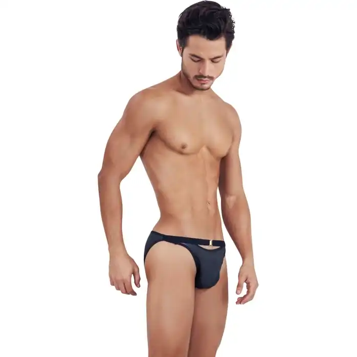Черные мужские трусы-брифы с декоративным пояском Misty Brief. Фотография 2.
