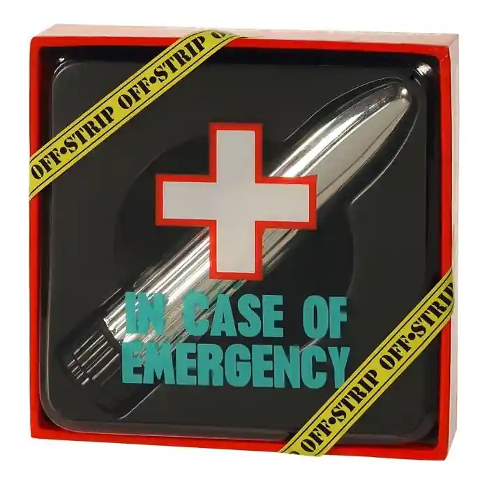 Серебристый вибратор EMERGENCY - 13,5 см. Фотография 2.