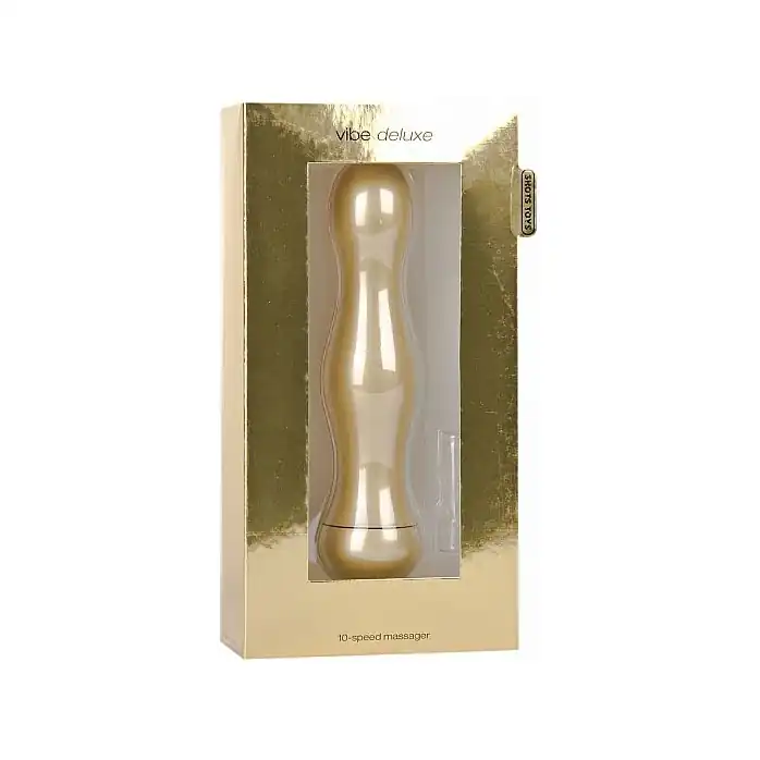 Вибратор Vibe Deluxe Gold - 16,5 см - Shots Toys. Фотография 2.