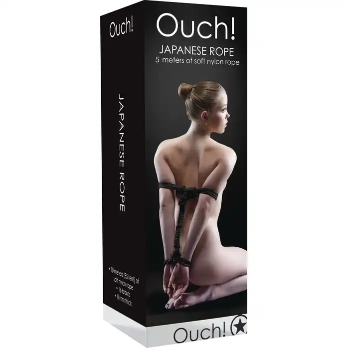 Черная веревка для бандажа Japanese - 5 м - Ouch!. Фотография 3.