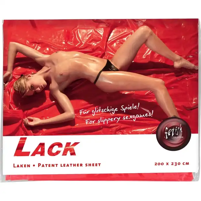 Красная виниловая простынь Vinyl Bed Sheet - Fetish Collection. Фотография 5.