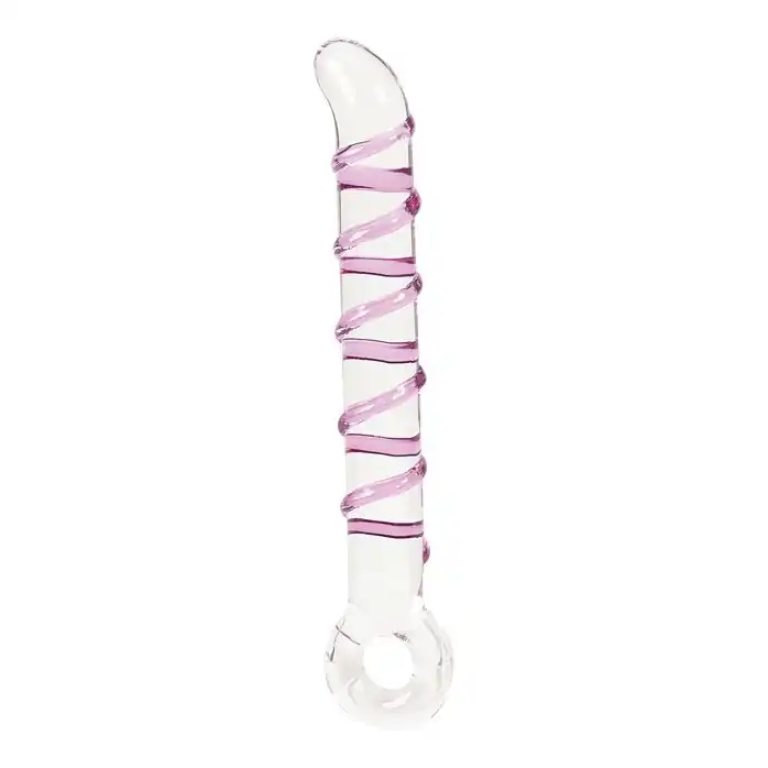 Стеклянный фаллоимитатор с фиолетовой спиралью - 17 см - Glass Worxx