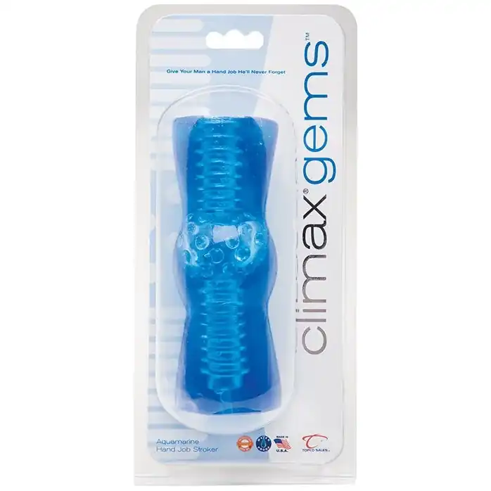 Голубой мастурбатор Climax Gems Aquamarine Hand Job Stroker - Climax. Фотография 3.