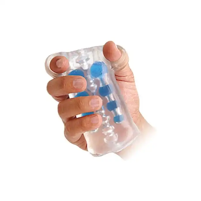 Стимулирующий мастурбатор с бусинками CyberSkin Double Pleasure Comfort Grip Stroker - CyberSkin. Фотография 2.