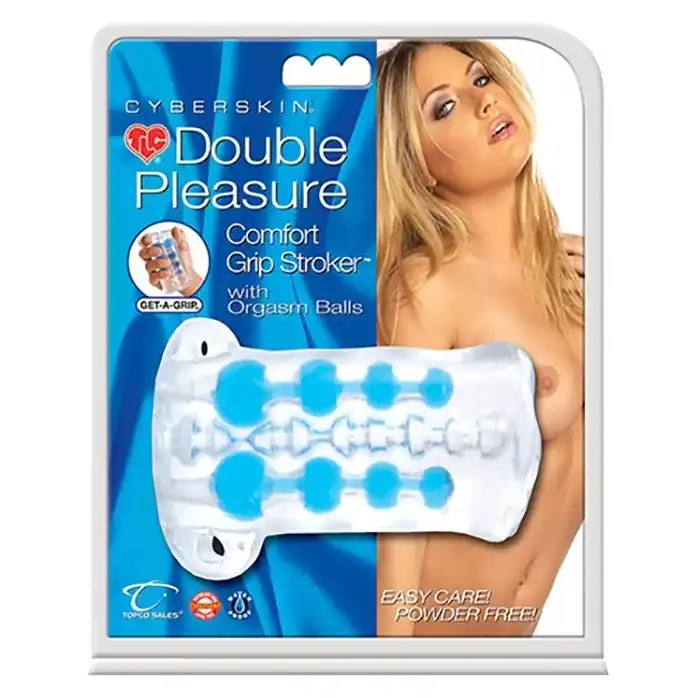 Стимулирующий мастурбатор с бусинками CyberSkin Double Pleasure Comfort Grip Stroker - CyberSkin. Фотография 4.