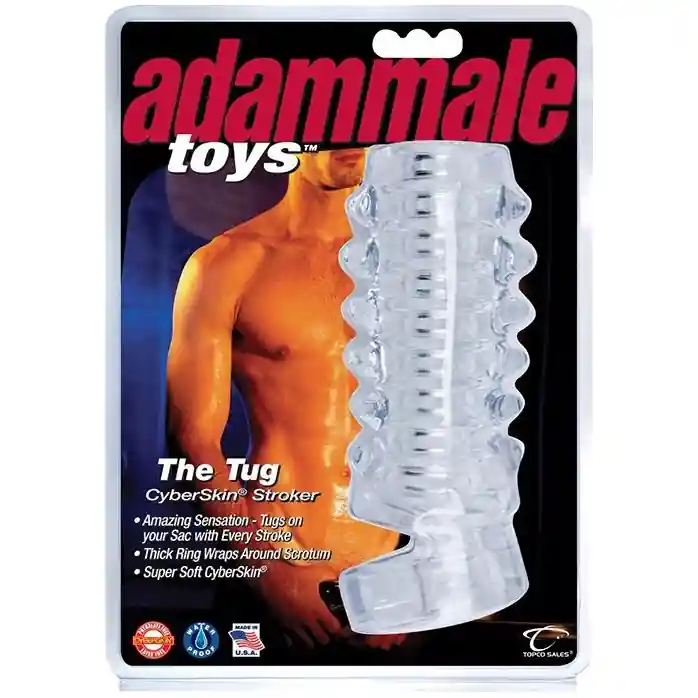 Открытая насадка на член Adam Male Toys The Tug CyberSkin Stroker - Adam Male Toys. Фотография 3.