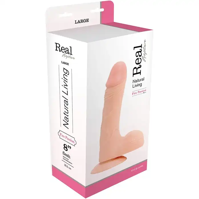 Телесный фаллоимитатор с мошонкой DILDO REAL RAPTURE - 23 см - Real Rapture