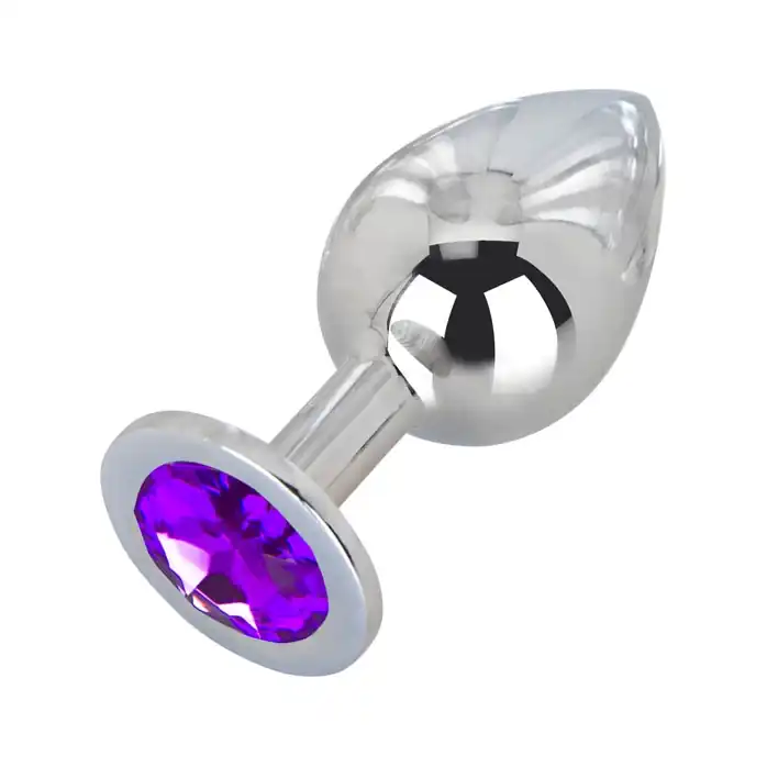 Большой плаг из стали с фиолетовым кристаллом Violet Dream - 9,5 см