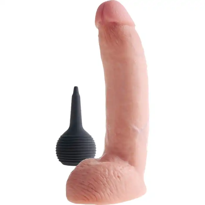 Телесный фаллоимитатор с эффектом семяизвержения Squirting Cock with Balls - 22,9 см - King Cock. Фотография 2.