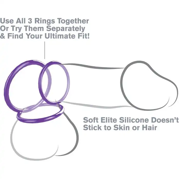 Набор из трех эрекционных колец Silicone 3-Ring Stamina Set - Fantasy C-Ringz. Фотография 2.