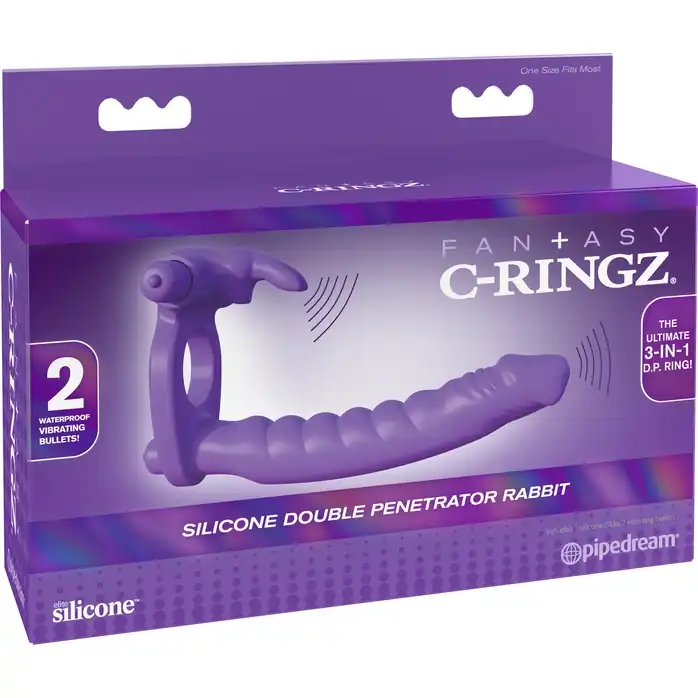 Эрекционное кольцо для двойного проникновения Silicone Double Penetrator Rabbit - Fantasy C-Ringz. Фотография 7.