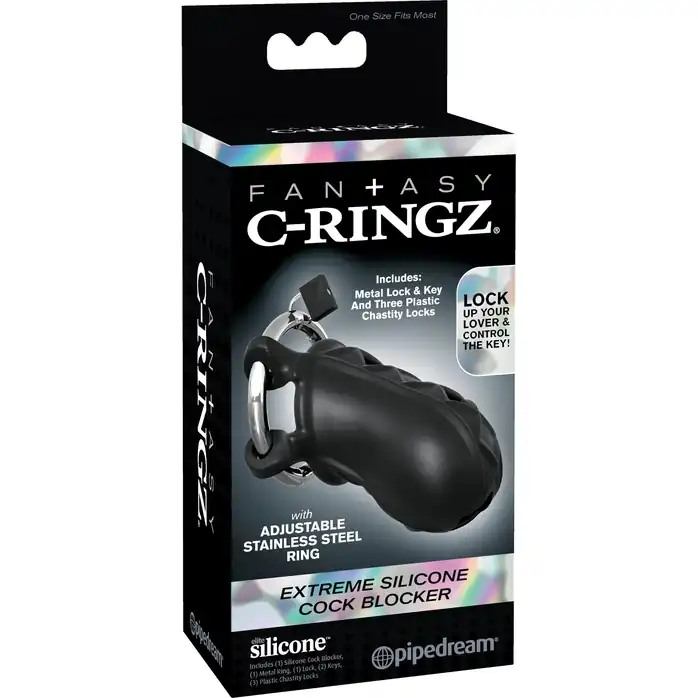 Черный замок верности Extreme Silicone Cock Blocker - Fantasy C-Ringz . Фотография 8.