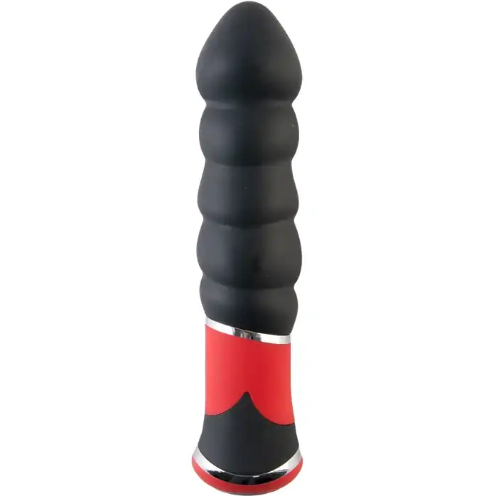 Чёрный вибратор-ёлочка - 11,4 см - Black Red