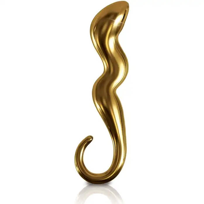 Золотистый стеклянный фаллоимитатор для стимуляции точки G - 18 см - Icicles Gold Edition