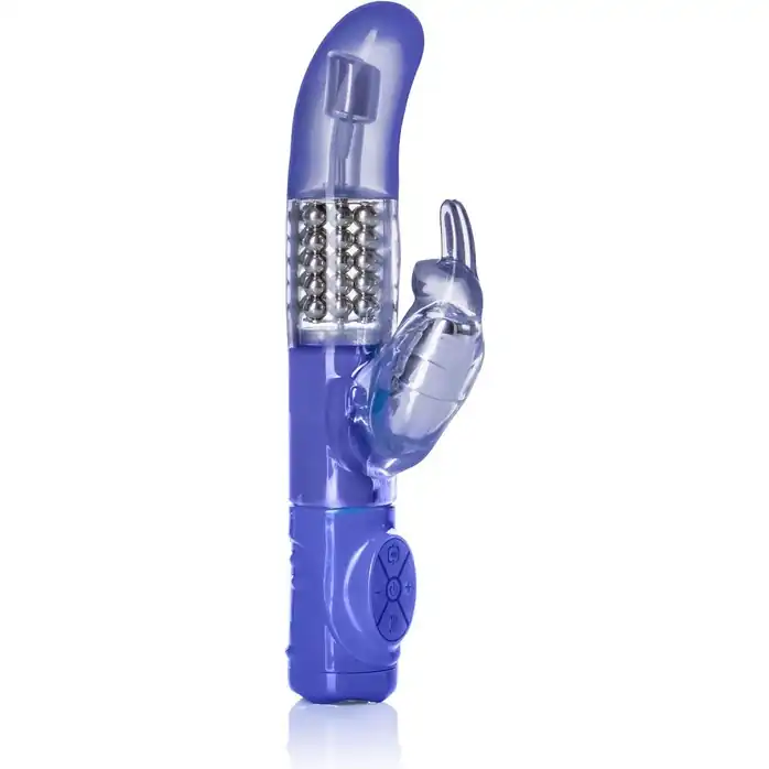 Фиолетовый вибромассажер ADVANCED G JACK RABBIT с загнутым кончиком - 22 см - Jack Rabbits