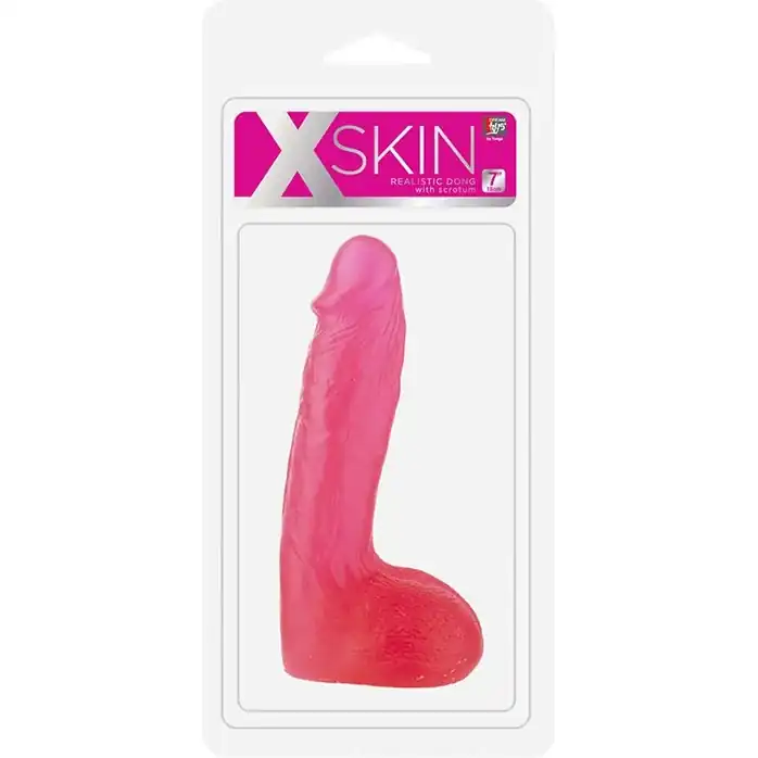 Розовый фаллоимитатор XSKIN 7 PVC DONG - 18 см - X-Skin. Фотография 2.