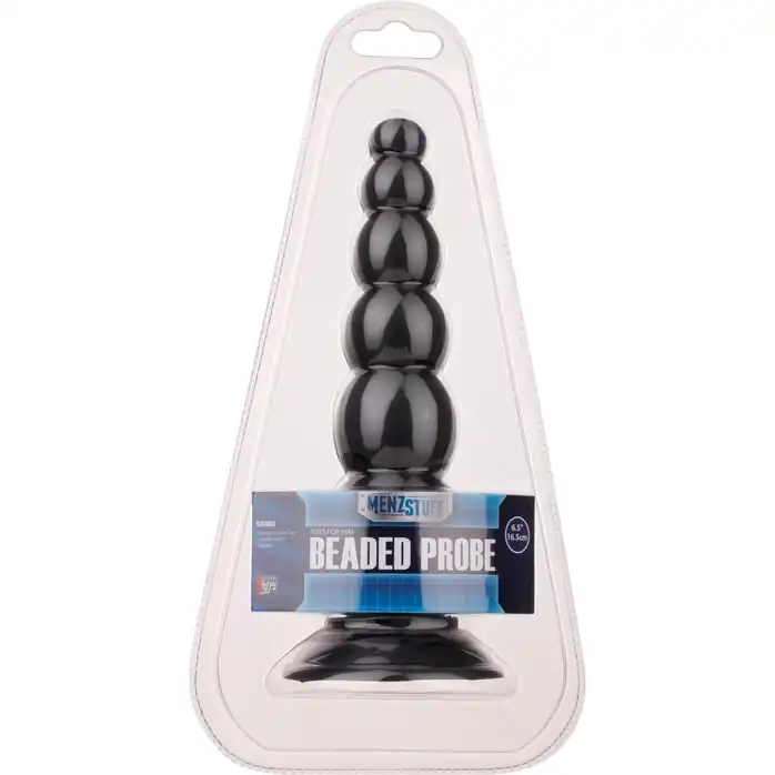 Чёрная анальная пробка-ёлочка MENZSTUFF BEADED PROBE - 16,5 см - MenzStuff. Фотография 2.