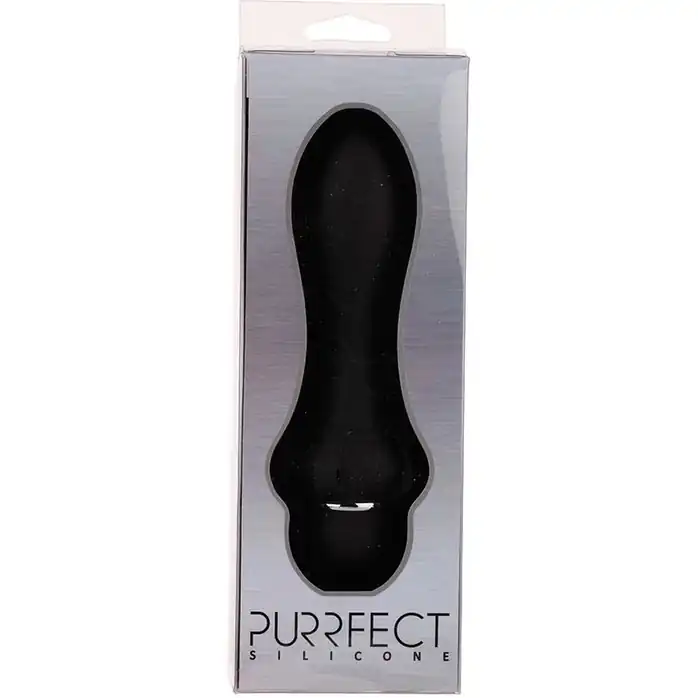 Чёрный вибромассажер для анальной стимуляции PURRFECT SILICONE ANAL VIBRATOR BLACK - 12,7 см - Purrfect Silicone. Фотография 2.