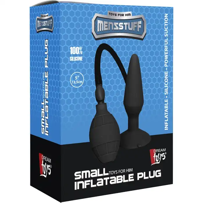 Чёрная анальная пробка с функцией расширения Small Inflatable Plug - 12,5 см - MenzStuff. Фотография 2.
