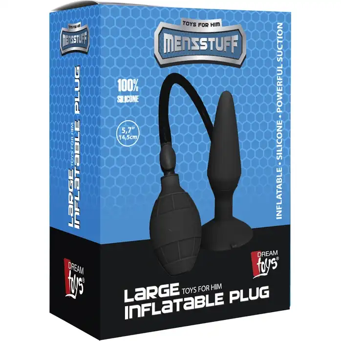 Чёрная анальная втулка с функцией расширения Large Inflatable Plug - 14,5 см - MenzStuff. Фотография 2.