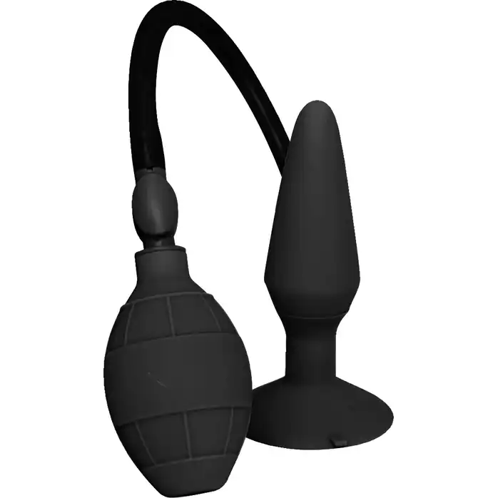 Чёрная анальная втулка с функцией расширения Large Inflatable Plug - 14,5 см - MenzStuff