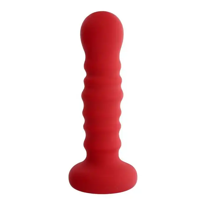 Красная рельефная пробка MENZSTUFF RIBBED PROBE - 21 см - MenzStuff