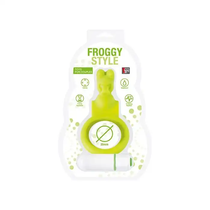 Зелёное эрекционное кольцо с вибрацией NEON FROGGY STYLE VIBRATING RING - Neon. Фотография 2.