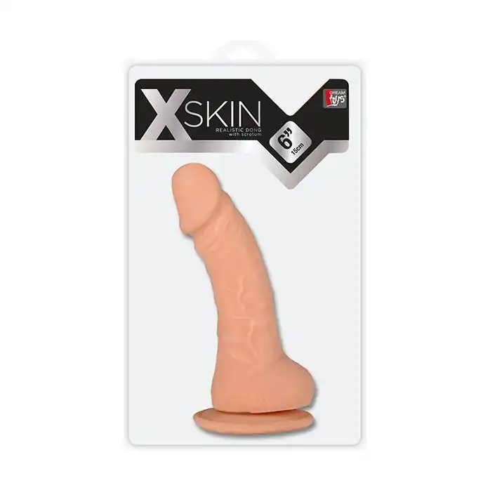 Телесный фаллоимитатор на присоске XSKIN 6 TPR DONG FLESH - 15 см - X-Skin. Фотография 2.