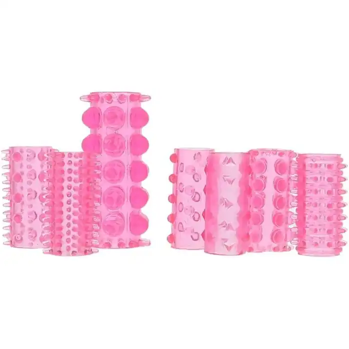 Набор из 7 розовых насадок на пенис ONE-A-DAY PENIS SLEEVES PINK