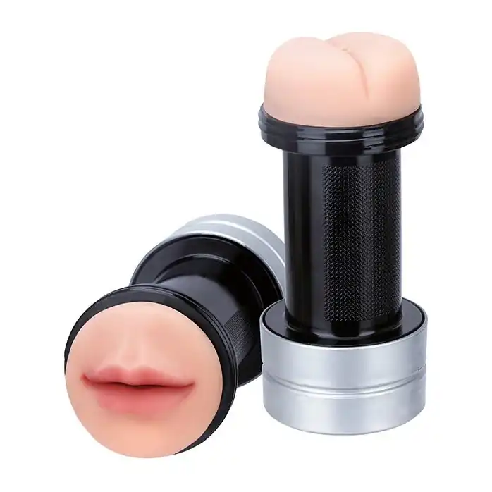 Двусторонний мастурбатор REALSTUFF 2 IN 1 HUMMER MOUTH ANUS - ротик и попка - RealStuff