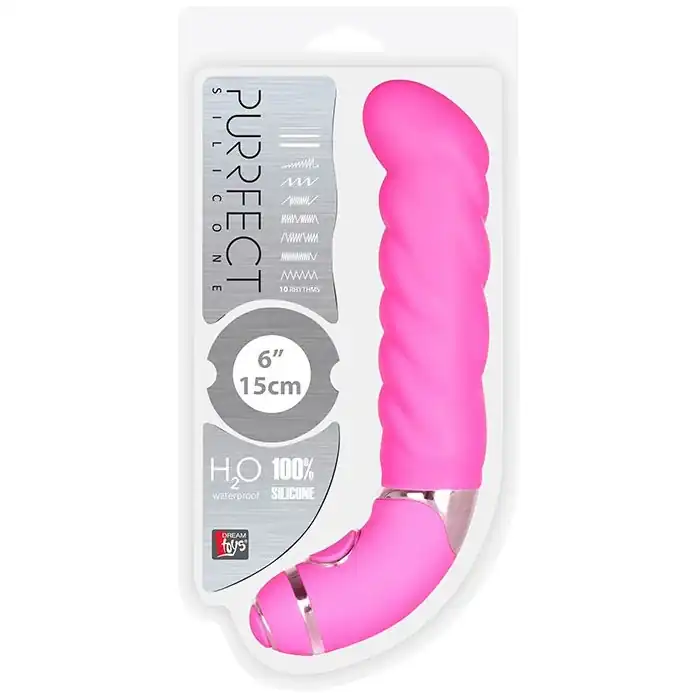 Розовый силиконовый вибростимулятор точки G PURRFECT SILICONE 6INCH 10FUNCTIONS - 15 см - Purrfect Silicone. Фотография 2.