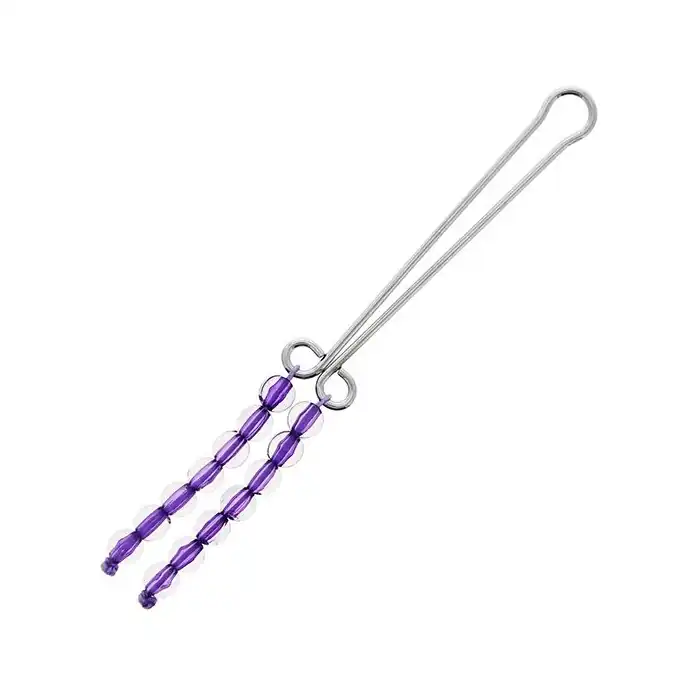 Зажим на клитор с фиолетовыми бусинами CLIT CLIPS PURPLE