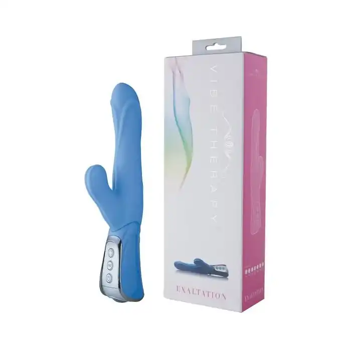 Голубой вибромассажёр VIBE THERAPY EXALTATION - 23 см.