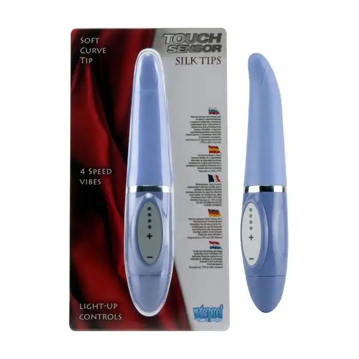 Фиолетовый вибромассажёр Touch Sensor Silk Tip - 20 см