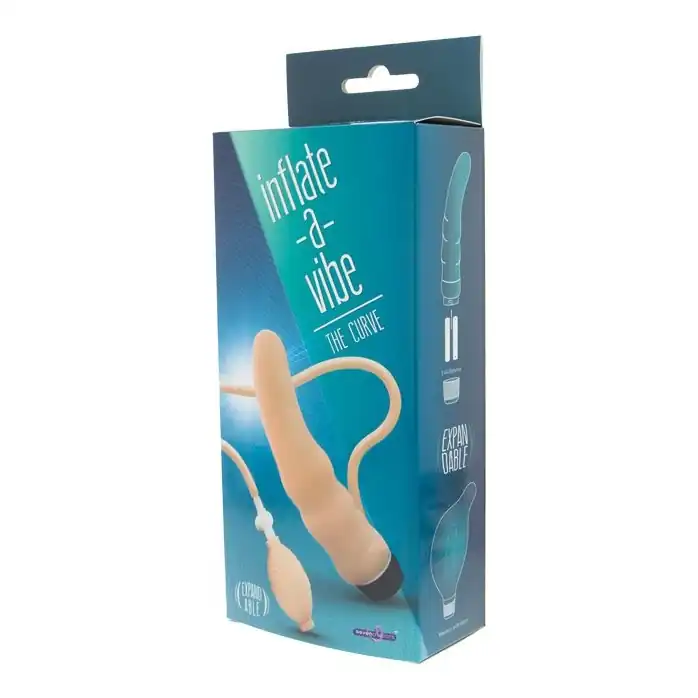 Телесный вибромассажёр с функцией расширения INFLATE A VIBE CURVE - 19 см. Фотография 2.