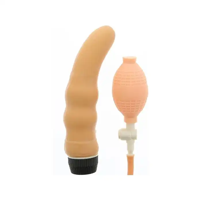 Телесный вибромассажёр с функцией расширения INFLATE A VIBE CURVE - 19 см
