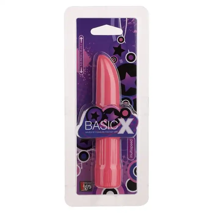 Классический розовый вибратор со скошенным кончиком BASICX MULTISPEED VIBRATOR - 13 см - BasicX. Фотография 2.